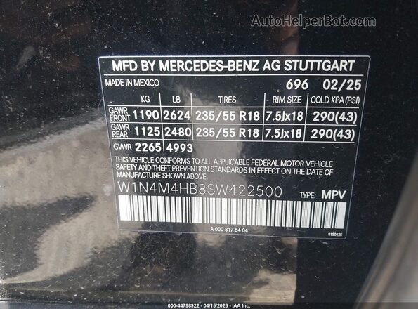 W1N4M4HB8SW422500 2025 MERCEDES-BENZ GLB-CLASS Black Widok komory silnika