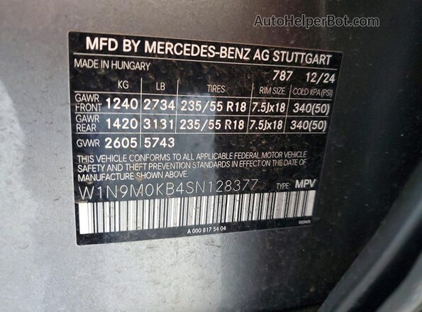 W1N9M0KB4SN128377 2025 MERCEDES-BENZ EQB Gray VIN sticker view