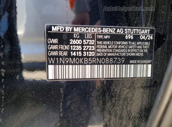 W1N9M0KB5RN088739 2024 MERCEDES-BENZ EQB Black Widok naklejki z numerem VIN