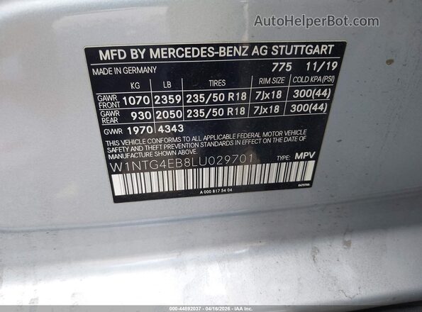 W1NTG4EB8LU029701 2020 MERCEDES-BENZ GLA 250 Silver ძრავის განყოფილების ხედი
