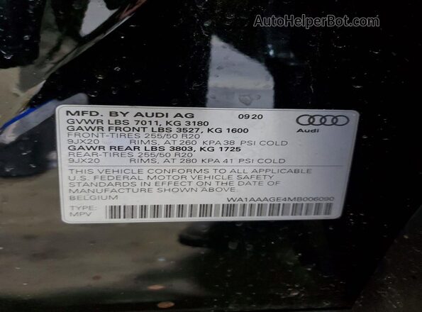 WA1AAAGE4MB006090 2021 AUDI E-TRON Black 
