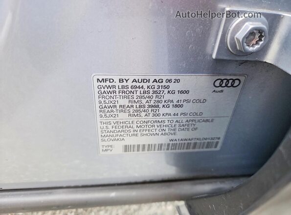 WA1AWAF7XLD013276 2020 AUDI SQ7 Silver ძრავის განყოფილების ხედი