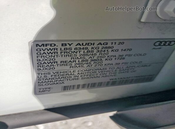 WA1AXAF77MD021947 2021 AUDI Q7 Белый 