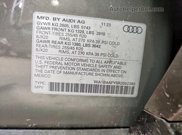 WA1B4AFY5R2052283 2024 AUDI SQ5 Серый Вид наклейки с VIN-кодом