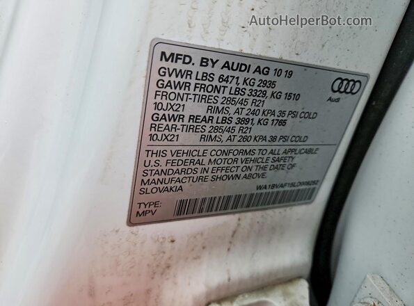 WA1BVAF15LD009252 2020 AUDI Q8 White 