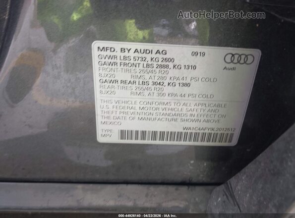 WA1C4AFY9L2012512 2020 AUDI SQ5 Gray 
