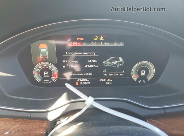 WA1CAAFY2M2007291 2021 AUDI Q5 White Вид щитка приладів