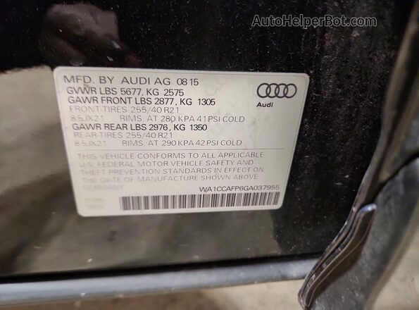 WA1CCAFP6GA037955 2016 AUDI SQ5 Black VIN կոդի պիտակի տեսք
