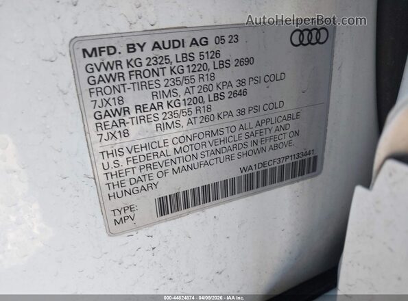 WA1DECF37P1133441 2023 AUDI Q3 White Engine compartment view