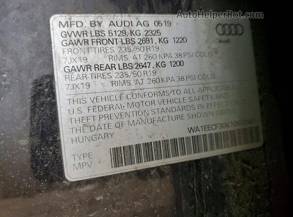 WA1EECF30K1065240 2019 AUDI Q3 Black ძრავის განყოფილების ხედი