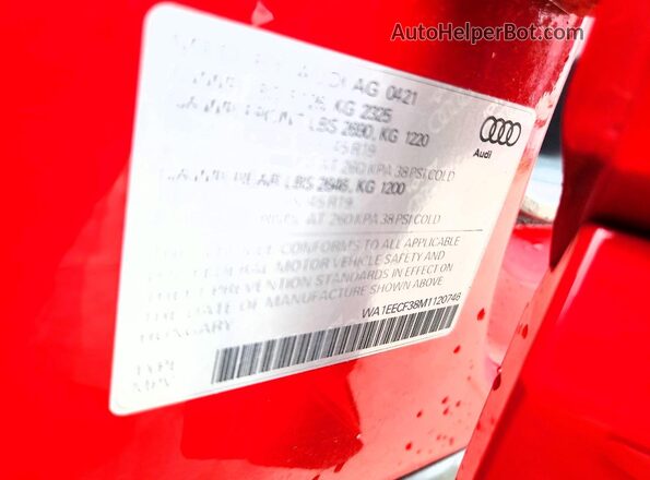 WA1EECF38M1120746 2021 AUDI Q3 Red Սալոնի 360 աստիճան տեսք