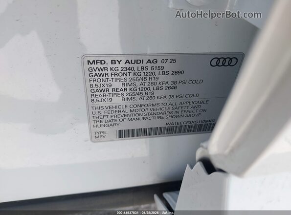 WA1EECF3XS1108482 2025 AUDI Q3 White 