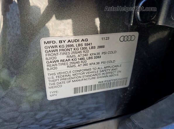 WA1F2AFY5R2042666 2024 AUDI Q5 Gray VIN sticker view