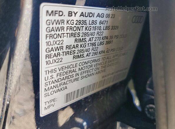 WA1FVBF16PD041950 2023 AUDI Q8 Blue Engine compartment view