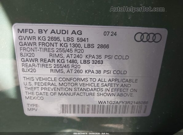 WA1G2AFY3R2145086 2024 AUDI Q5 Green Engine compartment view