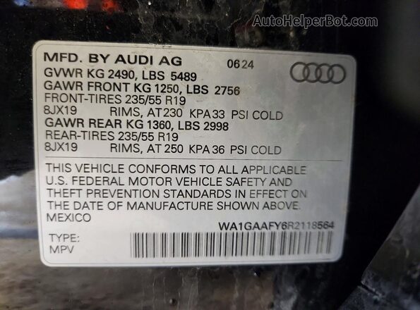 WA1GAAFY6R2118564 2024 AUDI Q5 Black 