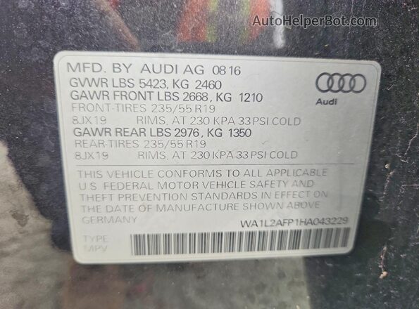 WA1L2AFP1HA043229 2017 AUDI Q5 Black Widok komory silnika