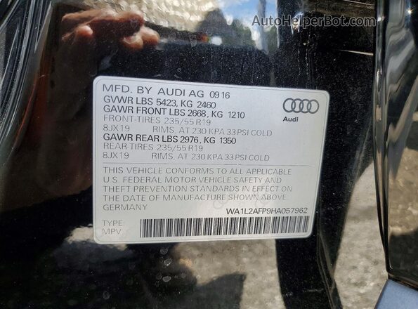 WA1L2AFP9HA057962 2017 AUDI Q5 Black Widok naklejki z numerem VIN