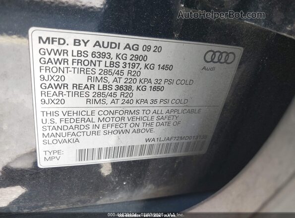 WA1LJAF72MD013135 2021 AUDI Q7 Black Вид підкапотного простору