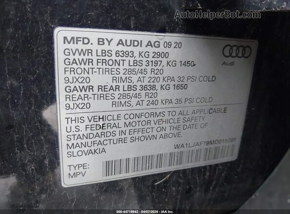 WA1LJAF79MD015089 2021 AUDI Q7 Черный 