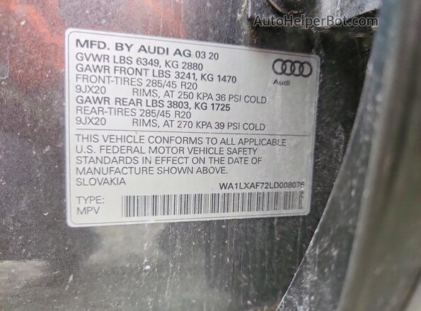 WA1LXAF72LD008076 2020 AUDI Q7 Серый 