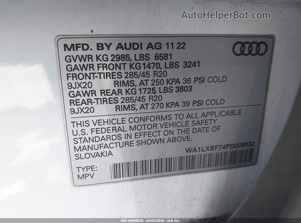 WA1LXBF74PD009032 2023 AUDI Q7 White 