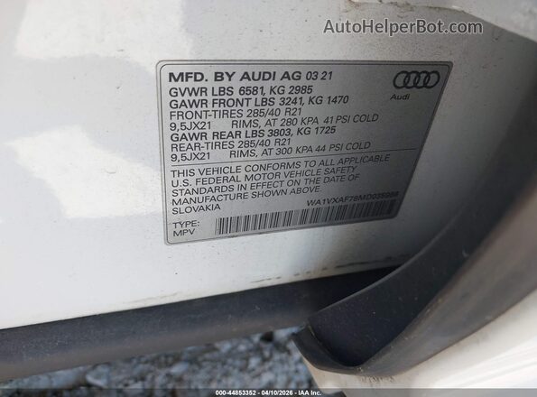 WA1VXAF78MD035986 2021 AUDI Q7 Белый 