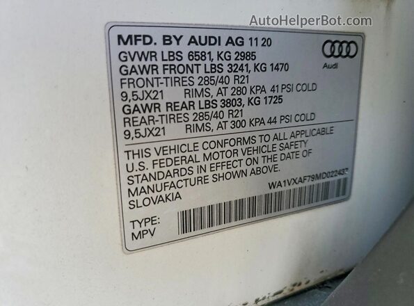 WA1VXAF79MD022437 2021 AUDI Q7 White 