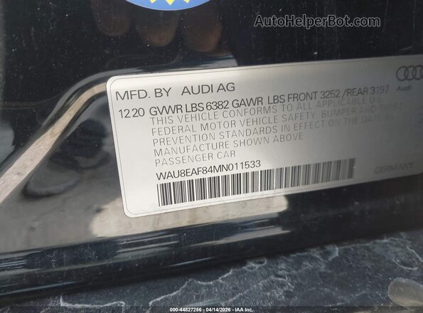 WAU8EAF84MN011533 2021 AUDI OTHER Черный 