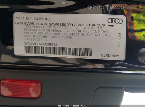 WAUANCF52KA055912 2019 AUDI OTHER Black Вид підкапотного простору