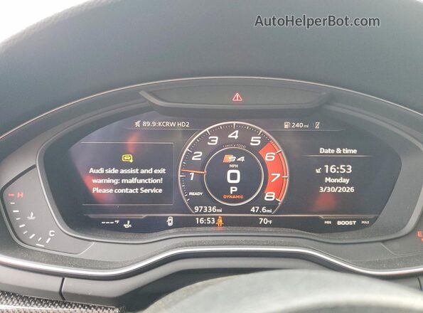 WAUB4AF41KA026131 2019 AUDI S4 Gray Instrument cluster view