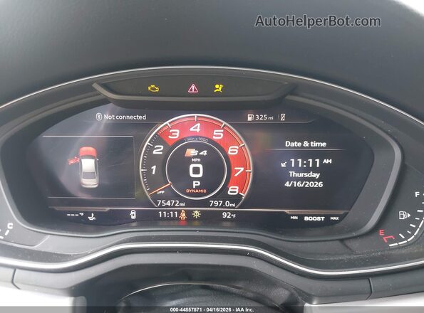 WAUB4AF46KA118125 2019 AUDI S4 White უკანა სავარძლების ხედი