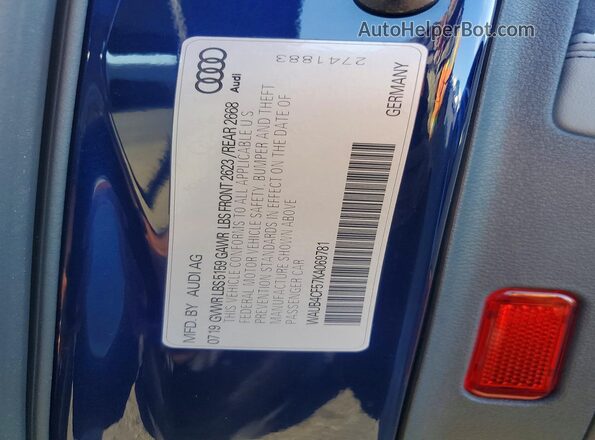 WAUB4CF57KA069781 2019 AUDI S5 Blue 
