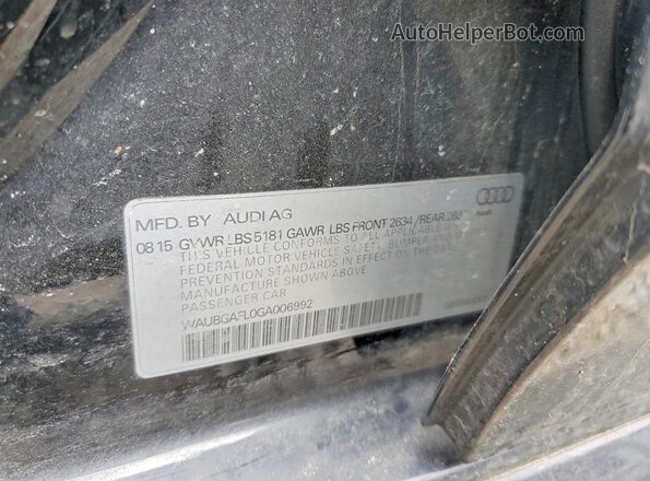 WAUBGAFL0GA006992 2016 AUDI S4 Black Engine compartment view