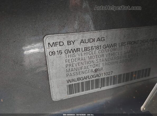 WAUBGAFL0GA011027 2016 AUDI S4 Silver Շարժիչի բաժամունքի տեսք