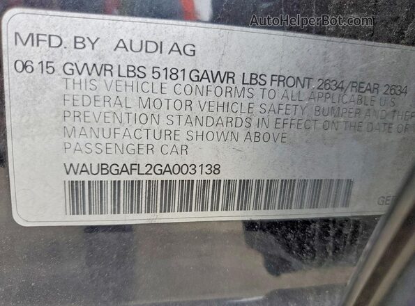 WAUBGAFL2GA003138 2016 AUDI S4 Blue Вид підкапотного простору