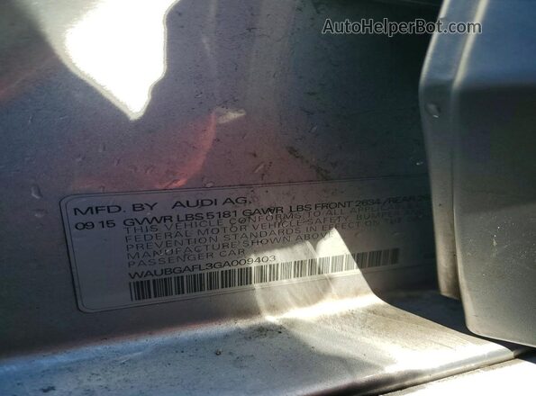 WAUBGAFL3GA009403 2016 AUDI S4 Silver Вид наклейки з VIN-кодом