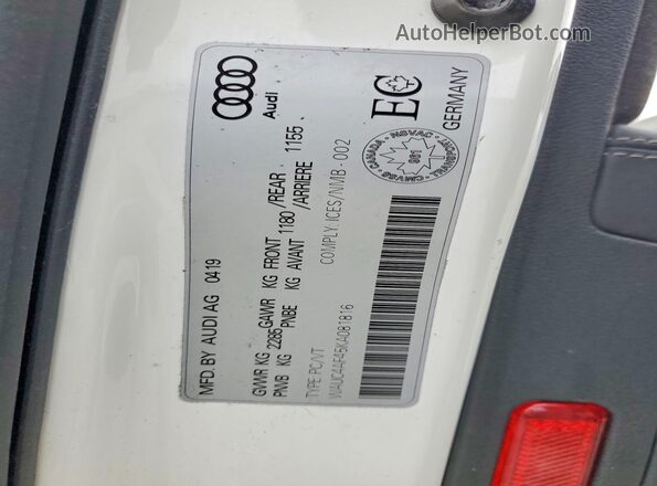 WAUC4AF45KA081816 2019 AUDI S4 White Vista del compartimento del motor