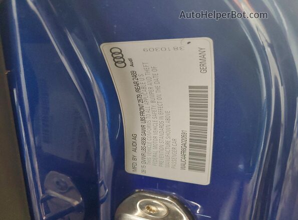 WAUC4AFR6GA020591 2016 AUDI S5 Blue Շարժիչի բաժամունքի տեսք