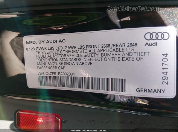 WAUC4CF51RA002804 2024 AUDI S5 Черный 