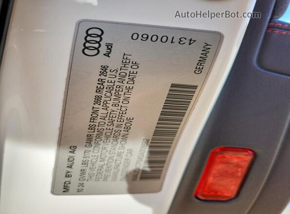 WAUC4CF54SA008652 2025 AUDI S5 White VIN კოდის სტიკერის ხედი