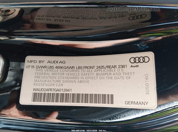 WAUD2AFR7GA012641 2016 AUDI OTHER Black Engine compartment view