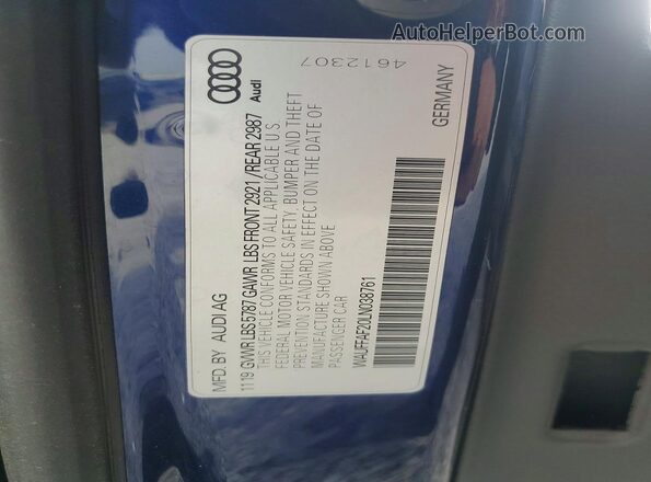 WAUFFAF20LN038761 2020 AUDI S6 Blue Engine compartment view