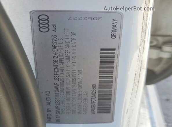 WAUG8AFC7JN025669 2018 AUDI OTHER White Vista de la etiqueta del VIN