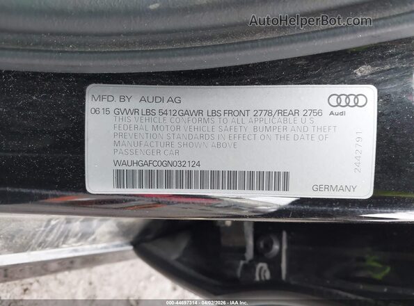 WAUHGAFC0GN032124 2016 AUDI OTHER Black Widok komory silnika