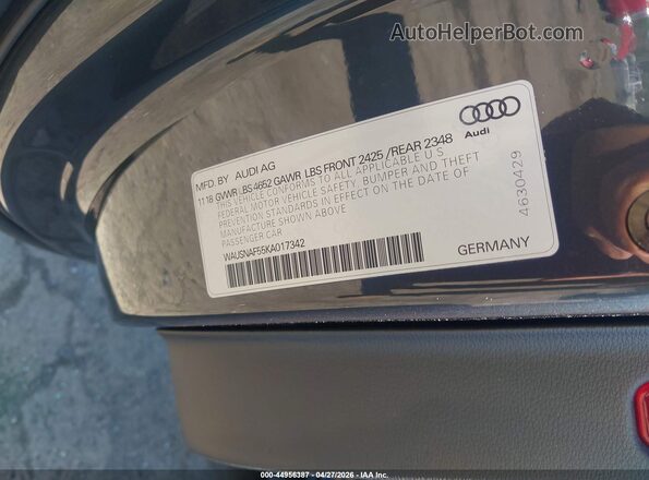 WAUSNAF55KA017342 2019 AUDI OTHER Gray 