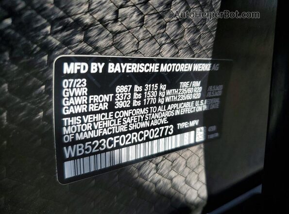 WB523CF02RCP02773 2024 BMW IX Black VIN sticker view