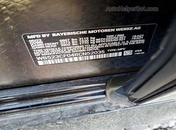 WB523CF04RCN52035 2024 BMW IX Black Widok naklejki z numerem VIN