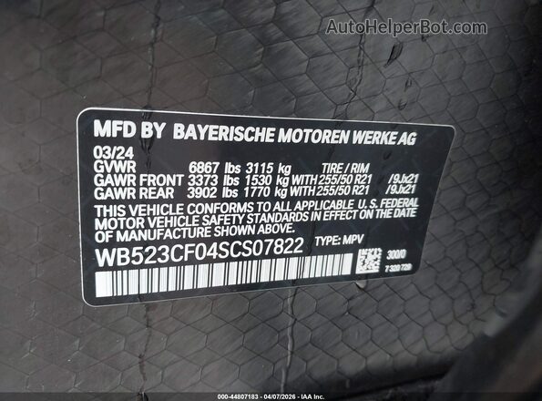 WB523CF04SCS07822 2025 BMW IX White Շարժիչի բաժամունքի տեսք