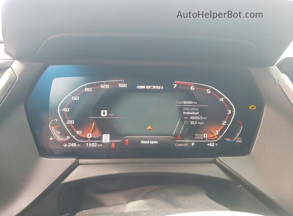 WBA13AL07L7F58839 2020 BMW M2 White ხელსაწყოთა პანელის ხედი